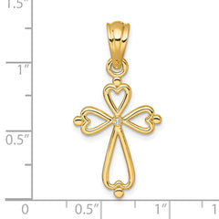 14k Diamond Accented Cross Pendant