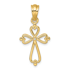 14k Diamond Accented Cross Pendant