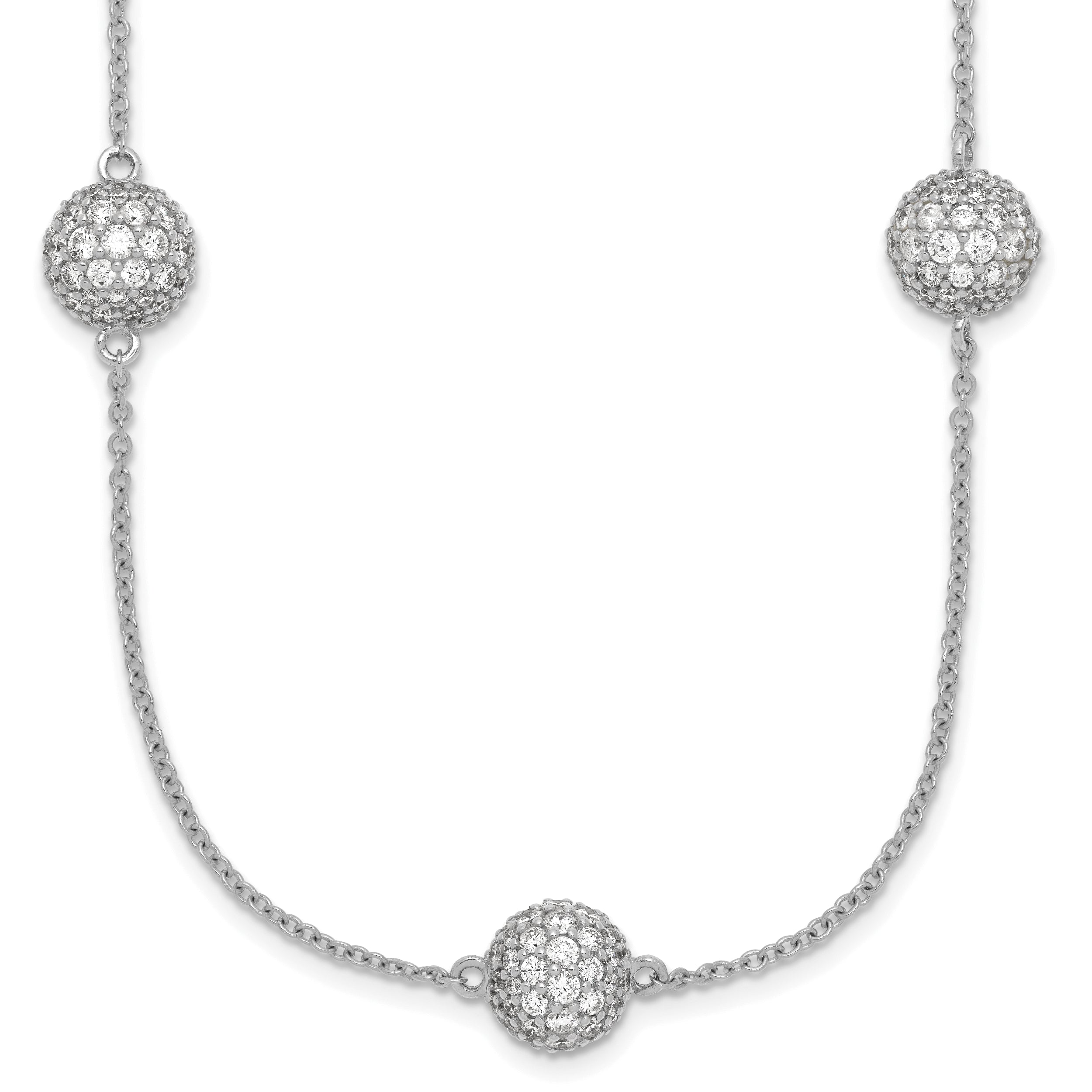 14k White Gold 6 3/4 carat Lab Grown Diamond VS/SI+ G+ Complete 18 inch 8mm Sphere Necklace