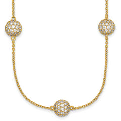 14k 6 3/4 carat Lab Grown Diamond VS/SI+ G+ Complete 18 inch 8mm Sphere Necklace