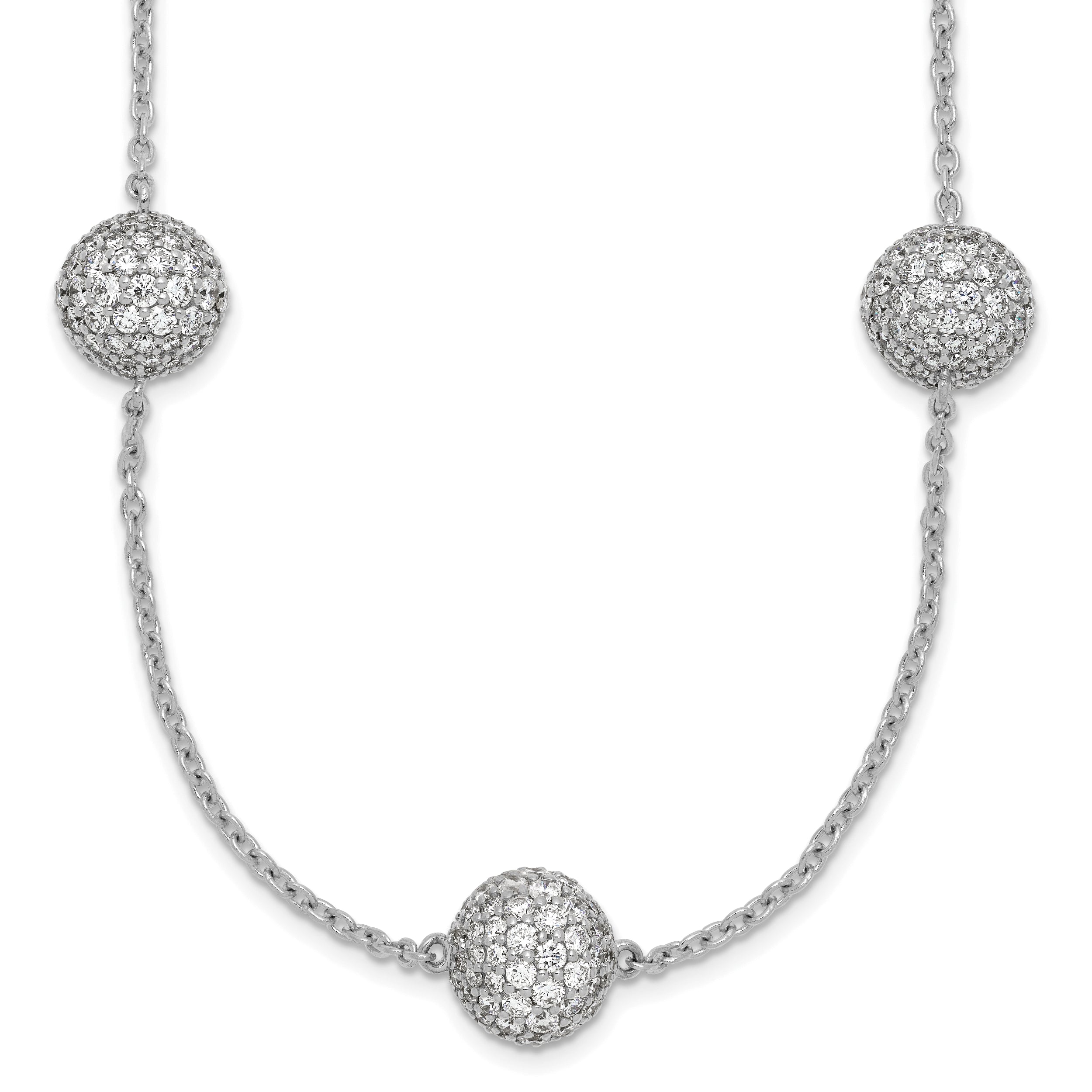14k White Gold 10 5/8 carat Lab Grown Diamond VS/SI+ G+ Complete 18 inch 10mm Sphere Necklace