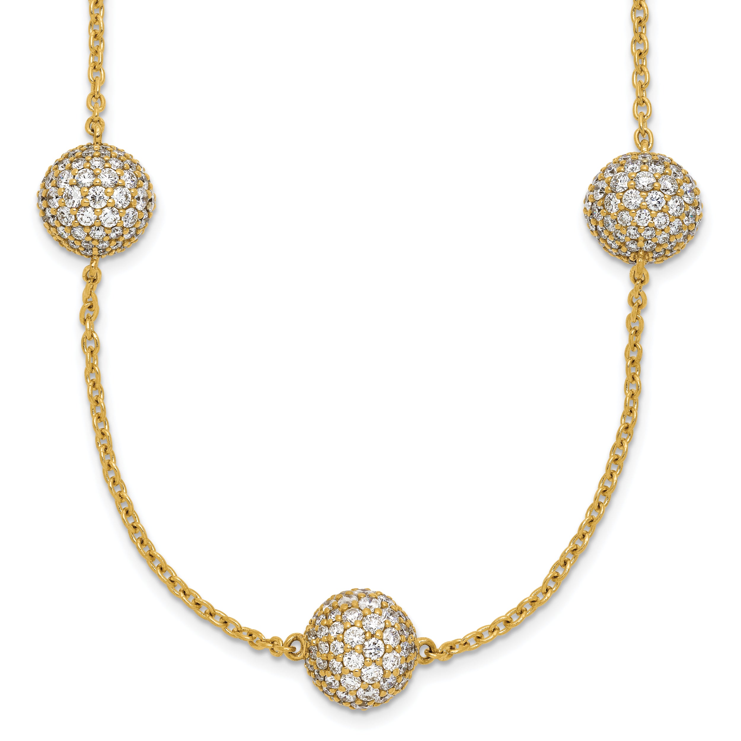 14k 10 5/8 carat Lab Grown Diamond VS/SI+ G+ Complete 18 inch 10mm Sphere Necklace