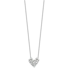 14k White Gold 1 1/4 carat Lab Grown Diamond VS/SI+ G+ Complete 18 inch Cluster Heart Necklace
