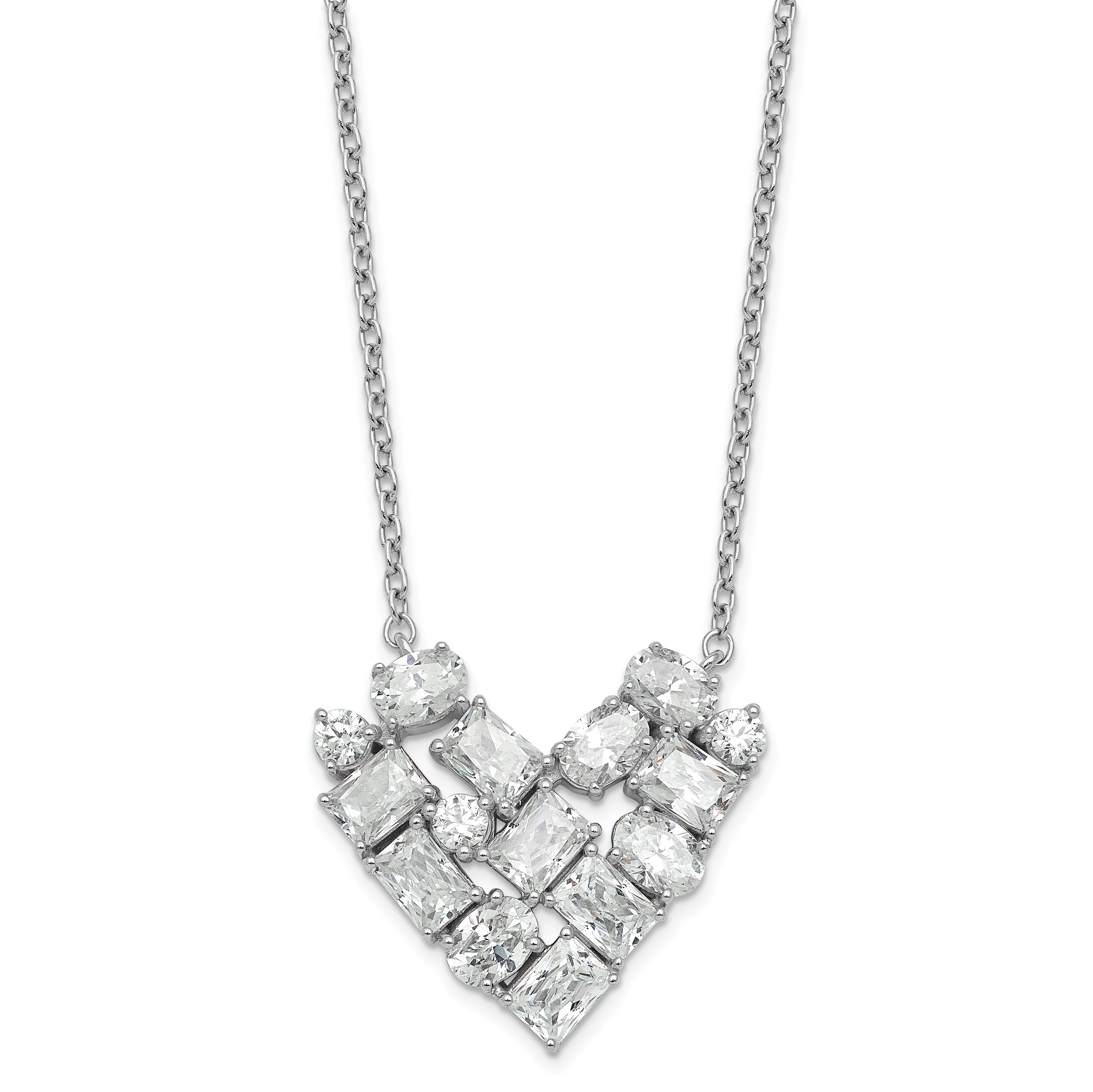 14k White Gold 1 1/4 carat Lab Grown Diamond VS/SI+ G+ Complete 18 inch Cluster Heart Necklace