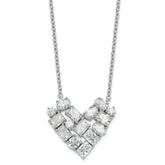14k White Gold 1 1/4 carat Lab Grown Diamond VS/SI+ G+ Complete 18 inch Cluster Heart Necklace