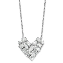 14k White Gold 1 1/4 carat Lab Grown Diamond VS/SI+ G+ Complete 18 inch Cluster Heart Necklace