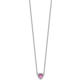 14kw 1/10 carat Lab Grown Diamond VS+ F+ and Genuine Pink Sapphire Complete 18 inch Heart Necklace