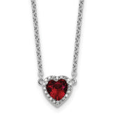 14kw 1/10 carat Lab Grown Diamond VS+ F+ and Genuine Ruby Complete 18 inch Heart Necklace