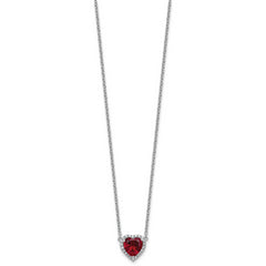 14kw 1/6 carat Lab Grown Diamond VS+ F+ and Genuine Ruby Complete 18 inch Heart Necklace
