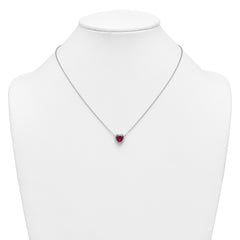 14kw 1/6 carat Lab Grown Diamond VS+ F+ and Genuine Ruby Complete 18 inch Heart Necklace
