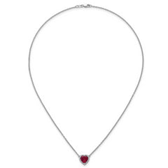 14kw 1/6 carat Lab Grown Diamond VS+ F+ and Genuine Ruby Complete 18 inch Heart Necklace