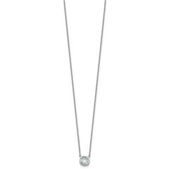 14k White Gold 1 carat Certified Lab Grown Diamond VS+ F+ Cushion Complete 18 inch Bezel Set Necklace