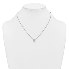 14k White Gold 1 carat Certified Lab Grown Diamond VS+ F+ Cushion Complete 18 inch Bezel Set Necklace