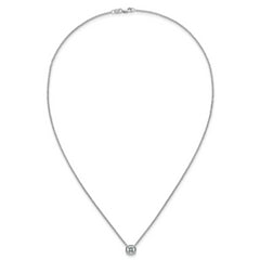 14k White Gold 1 carat Certified Lab Grown Diamond VS+ F+ Cushion Complete 18 inch Bezel Set Necklace