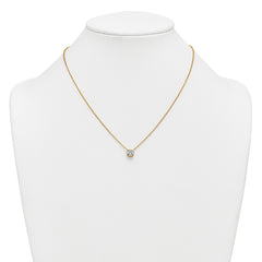 14k 1 carat Certified Lab Grown Diamond VS+ F+ Cushion Complete 18 inch Bezel Set Necklace