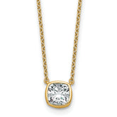 14k 1 carat Certified Lab Grown Diamond VS+ F+ Cushion Complete 18 inch Bezel Set Necklace