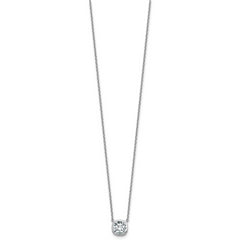 14k White Gold 1 1/2 carat Certified Lab Grown Diamond VS+ F+ Cushion Complete 18 inch Bezel Set Necklace