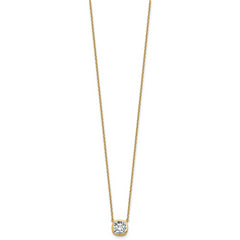 14k 1 1/2 carat Certified Lab Grown Diamond VS+ F+ Cushion Complete 18 inch Bezel Set Necklace