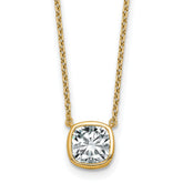 14k 1 1/2 carat Certified Lab Grown Diamond VS+ F+ Cushion Complete 18 inch Bezel Set Necklace