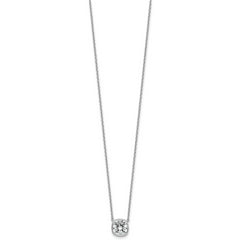 14k White Gold 2 carat Certified Lab Grown Diamond VS+ F+ Cushion Complete 18 inch Bezel Set Necklace