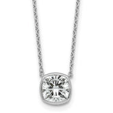 14k White Gold 2 carat Certified Lab Grown Diamond VS+ F+ Cushion Complete 18 inch Bezel Set Necklace