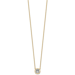 14k 2 carat Certified Lab Grown Diamond VS+ F+ Cushion Complete 18 inch Bezel Set Necklace