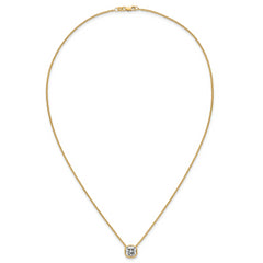 14k 2 carat Certified Lab Grown Diamond VS+ F+ Cushion Complete 18 inch Bezel Set Necklace