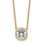 14k 2 carat Certified Lab Grown Diamond VS+ F+ Cushion Complete 18 inch Bezel Set Necklace