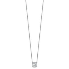 14k White Gold 2 1/2 carat Certified Lab Grown Diamond VS+ F+ Cushion Complete 18 inch Bezel Set Necklace
