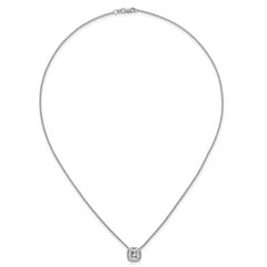 14k White Gold 2 1/2 carat Certified Lab Grown Diamond VS+ F+ Cushion Complete 18 inch Bezel Set Necklace