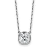 14k White Gold 2 1/2 carat Certified Lab Grown Diamond VS+ F+ Cushion Complete 18 inch Bezel Set Necklace