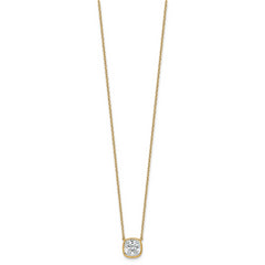 14k 2 1/2 carat Certified Lab Grown Diamond VS+ F+ Cushion Complete 18 inch Bezel Set Necklace
