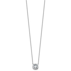 14k White Gold 3 carat Certified Lab Grown Diamond VS+ F+ Cushion Complete 18 inch Bezel Set Necklace