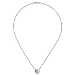 14k White Gold 3 carat Certified Lab Grown Diamond VS+ F+ Cushion Complete 18 inch Bezel Set Necklace