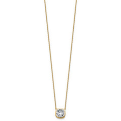 14k 3 carat Certified Lab Grown Diamond VS+ F+ Cushion Complete 18 inch Bezel Set Necklace