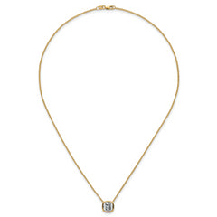 14k 3 carat Certified Lab Grown Diamond VS+ F+ Cushion Complete 18 inch Bezel Set Necklace