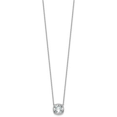 14k White Gold 4 carat Certified Lab Grown Diamond VS+ F+ Cushion Complete 18 inch Bezel Set Necklace