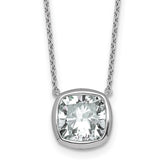 14k White Gold 4 carat Certified Lab Grown Diamond VS+ F+ Cushion Complete 18 inch Bezel Set Necklace