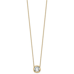 14k 4 carat Certified Lab Grown Diamond VS+ F+ Cushion Complete 18 inch Bezel Set Necklace