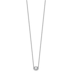 14k White Gold 1 carat Certified Lab Grown Diamond VS+ F+ Oval Complete 18 inch Bezel Set Necklace