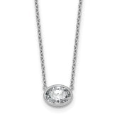 14k White Gold 1 carat Certified Lab Grown Diamond VS+ F+ Oval Complete 18 inch Bezel Set Necklace