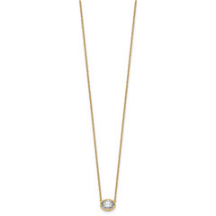 14k 1 carat Certified Lab Grown Diamond VS+ F+ Oval Complete 18 inch Bezel Set Necklace