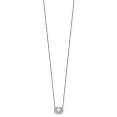 14k White Gold 1 1/2 carat Certified Lab Grown Diamond VS+ F+ Oval Complete 18 inch Bezel Set Necklace
