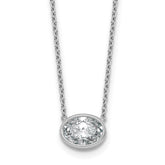 14k White Gold 1 1/2 carat Certified Lab Grown Diamond VS+ F+ Oval Complete 18 inch Bezel Set Necklace