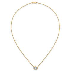 14k 1 1/2 carat Certified Lab Grown Diamond VS+ F+ Oval Complete 18 inch Bezel Set Necklace