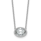 14k White Gold 2 carat Certified Lab Grown Diamond VS+ F+ Oval Complete 18 inch Bezel Set Necklace