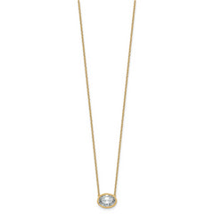 14k 2 carat Certified Lab Grown Diamond VS+ F+ Oval Complete 18 inch Bezel Set Necklace