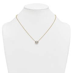 14k 2 carat Certified Lab Grown Diamond VS+ F+ Oval Complete 18 inch Bezel Set Necklace