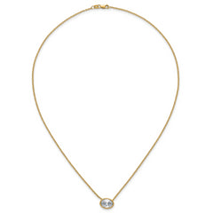 14k 2 carat Certified Lab Grown Diamond VS+ F+ Oval Complete 18 inch Bezel Set Necklace