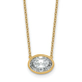 14k 2 carat Certified Lab Grown Diamond VS+ F+ Oval Complete 18 inch Bezel Set Necklace